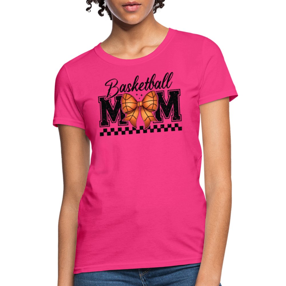 Basketball Mom Premium Women's Contoured T-Shirt - fuchsia