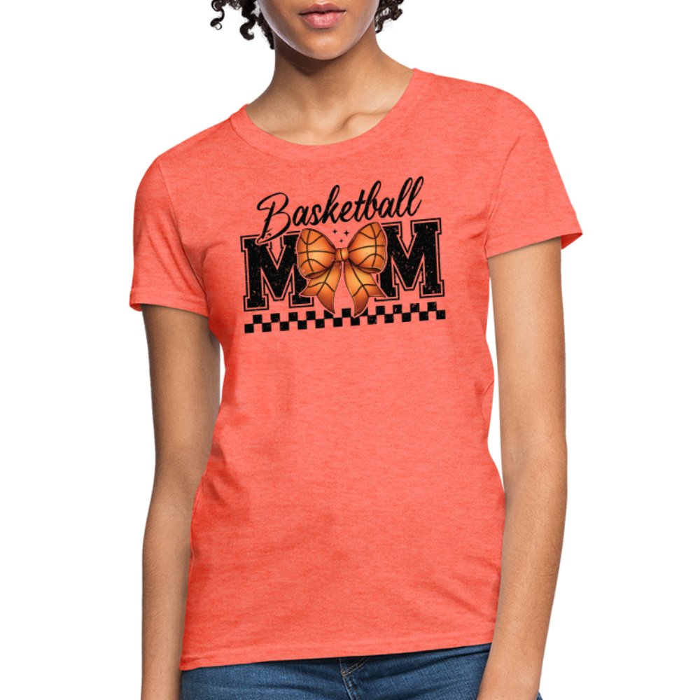 Basketball Mom Premium Women's Contoured T-Shirt - heather coral