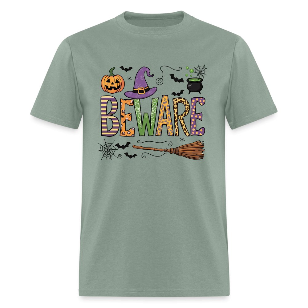 Beware (Halloween Witch) T-Shirt - sage