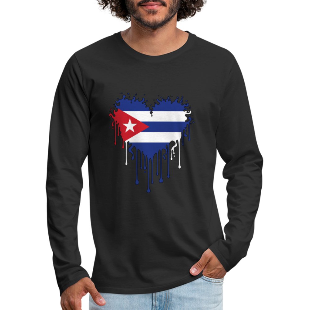 Bleeding Cuban Flag Heart Men's Premium Long Sleeve T-Shirt - option1# - Men's Premium Long Sleeve T-Shirt | Spreadshirt 875