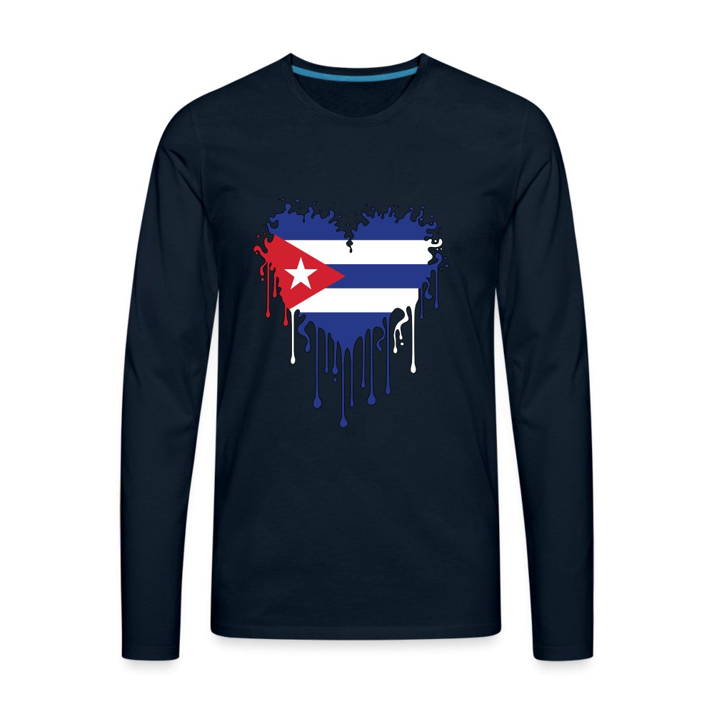 Bleeding Cuban Flag Heart Men's Premium Long Sleeve T-Shirt - option1# - Men's Premium Long Sleeve T-Shirt | Spreadshirt 875