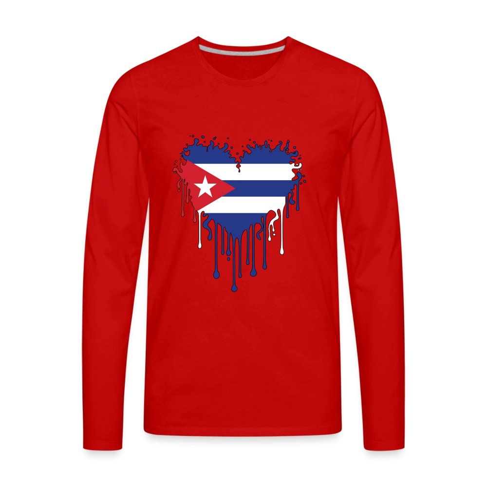 Bleeding Cuban Flag Heart Men's Premium Long Sleeve T-Shirt - option1# - Men's Premium Long Sleeve T-Shirt | Spreadshirt 875