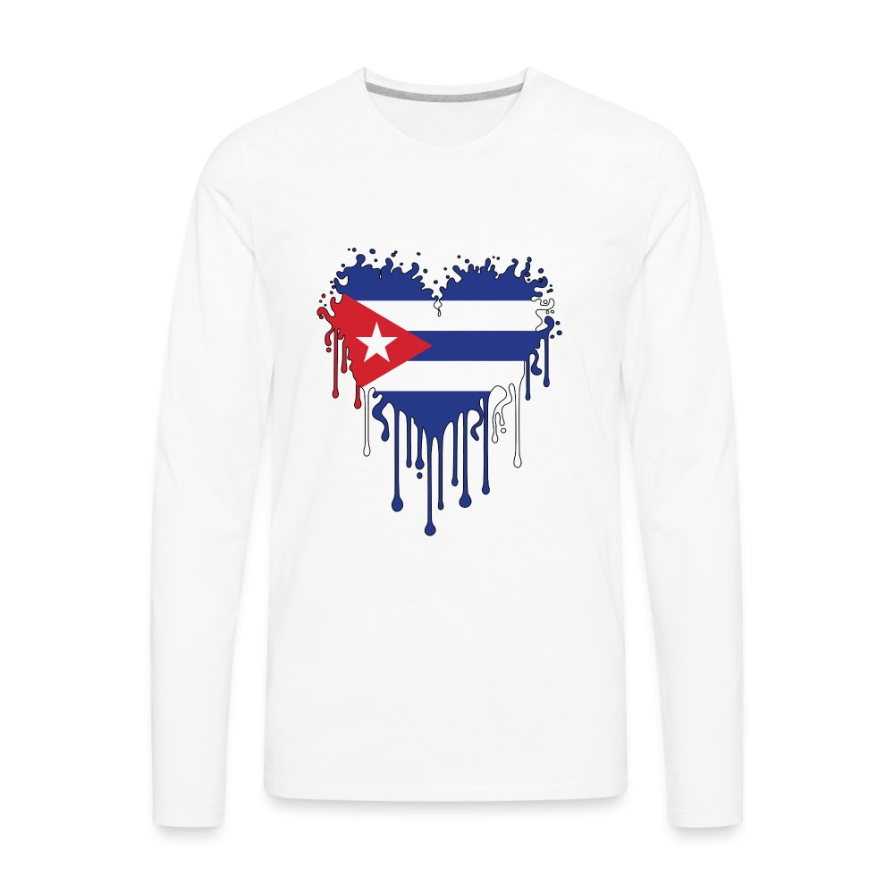 Bleeding Cuban Flag Heart Men's Premium Long Sleeve T-Shirt - option1# - Men's Premium Long Sleeve T-Shirt | Spreadshirt 875