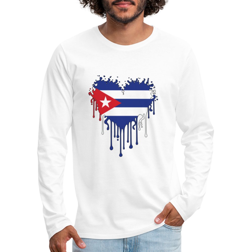 Bleeding Cuban Flag Heart Men's Premium Long Sleeve T-Shirt - option1# - Men's Premium Long Sleeve T-Shirt | Spreadshirt 875