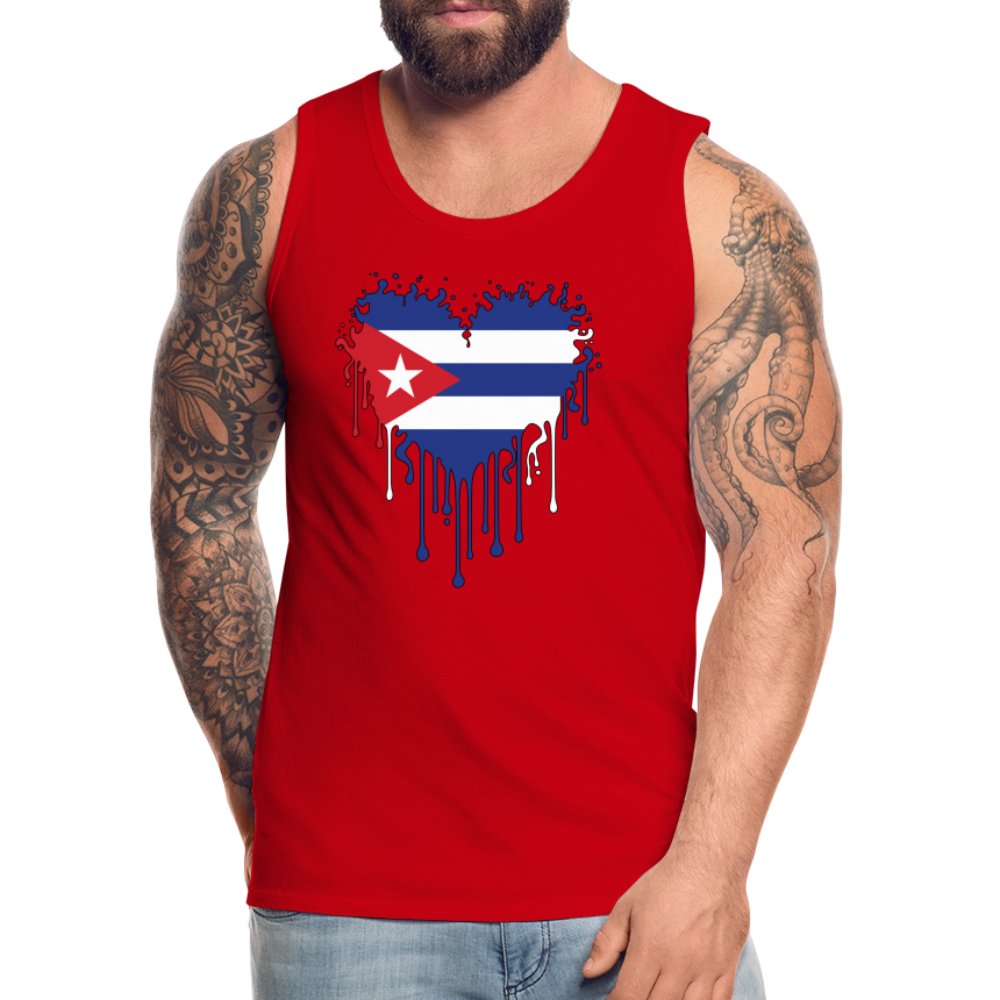 Bleeding Cuban Flag Heart Men’s Premium Tank Top - option1# - Men’s Premium Tank | Spreadshirt 916