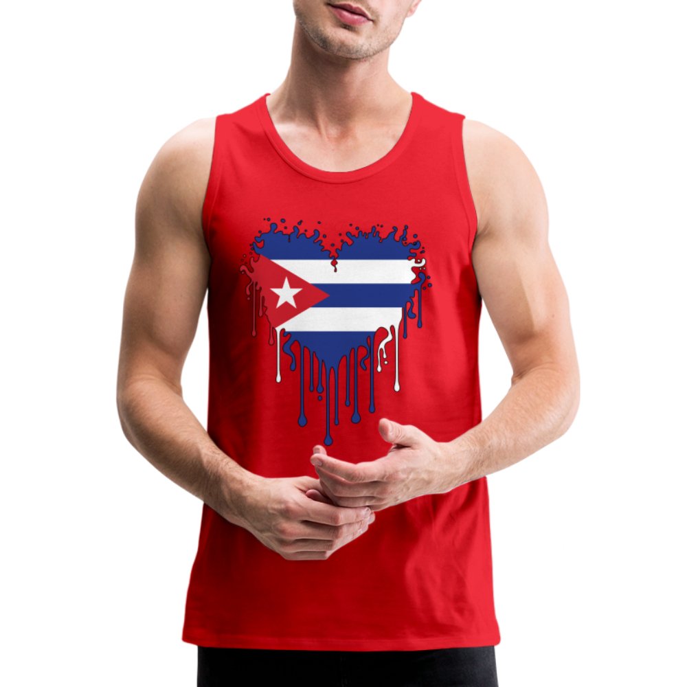 Bleeding Cuban Flag Heart Men’s Premium Tank Top - option1# - Men’s Premium Tank | Spreadshirt 916