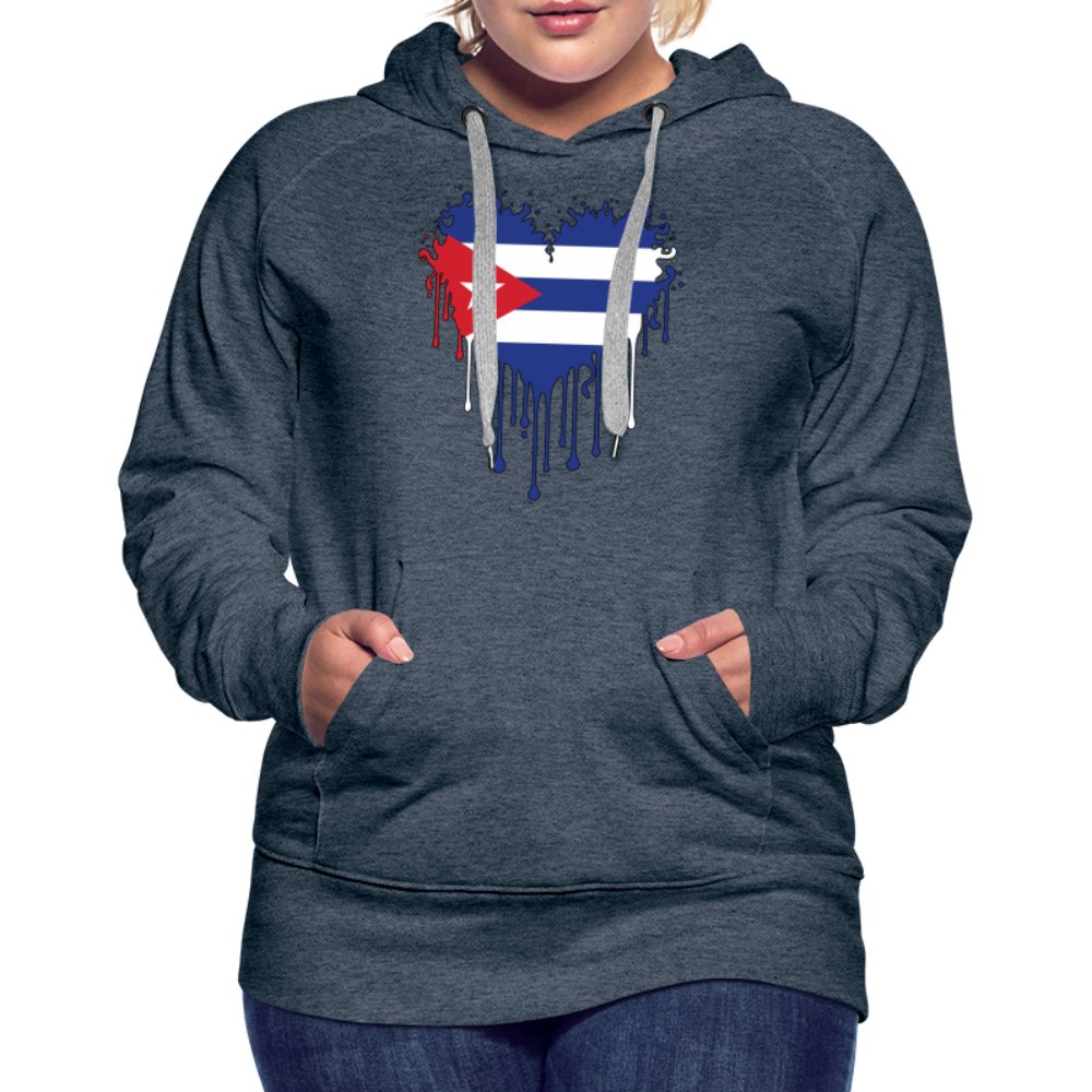 Bleeding Cuban Flag Heart Women’s Premium Hoodie - option1# - Women’s Premium Hoodie | Spreadshirt 444