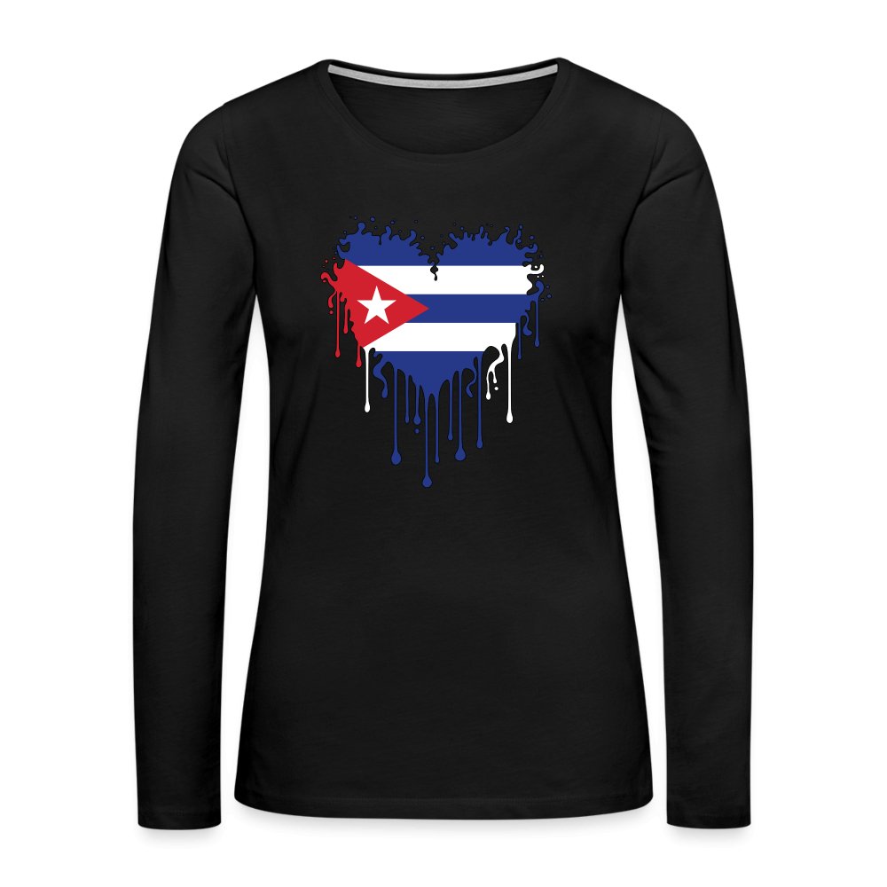 Bleeding Cuban Flag Heart Women's Premium Long Sleeve T-Shirt - option1# - Women's Premium Long Sleeve T-Shirt | Spreadshirt 876