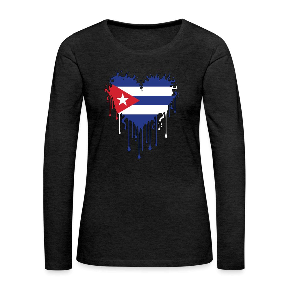 Bleeding Cuban Flag Heart Women's Premium Long Sleeve T-Shirt - option1# - Women's Premium Long Sleeve T-Shirt | Spreadshirt 876