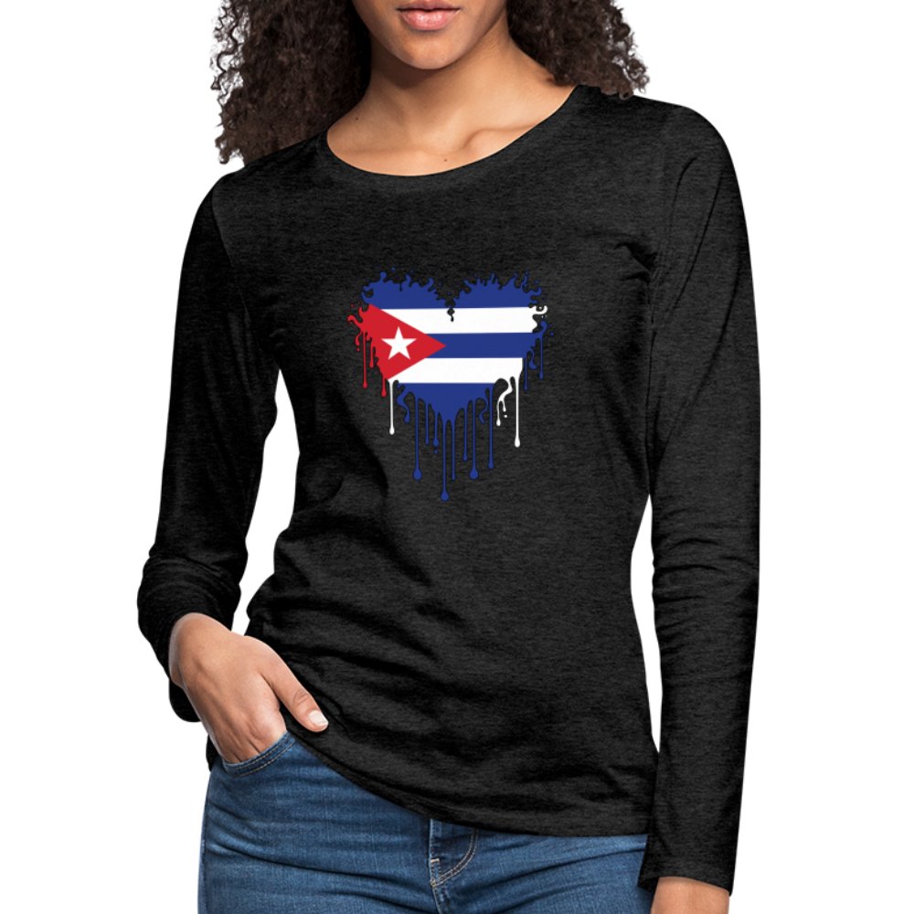 Bleeding Cuban Flag Heart Women's Premium Long Sleeve T-Shirt - option1# - Women's Premium Long Sleeve T-Shirt | Spreadshirt 876