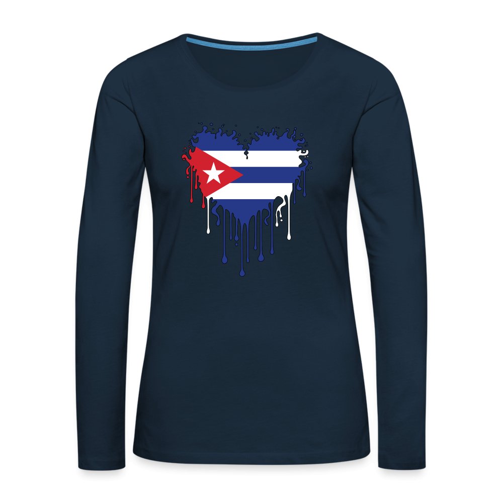 Bleeding Cuban Flag Heart Women's Premium Long Sleeve T-Shirt - option1# - Women's Premium Long Sleeve T-Shirt | Spreadshirt 876