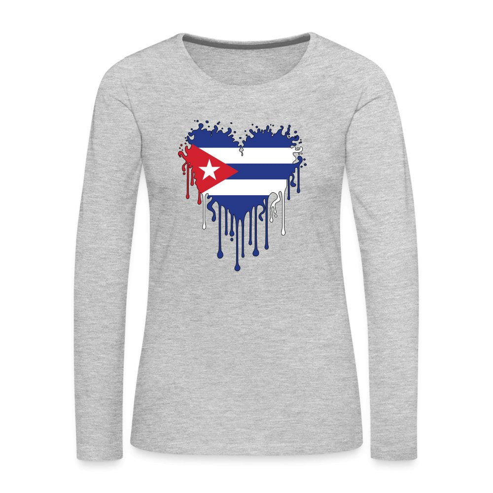 Bleeding Cuban Flag Heart Women's Premium Long Sleeve T-Shirt - option1# - Women's Premium Long Sleeve T-Shirt | Spreadshirt 876