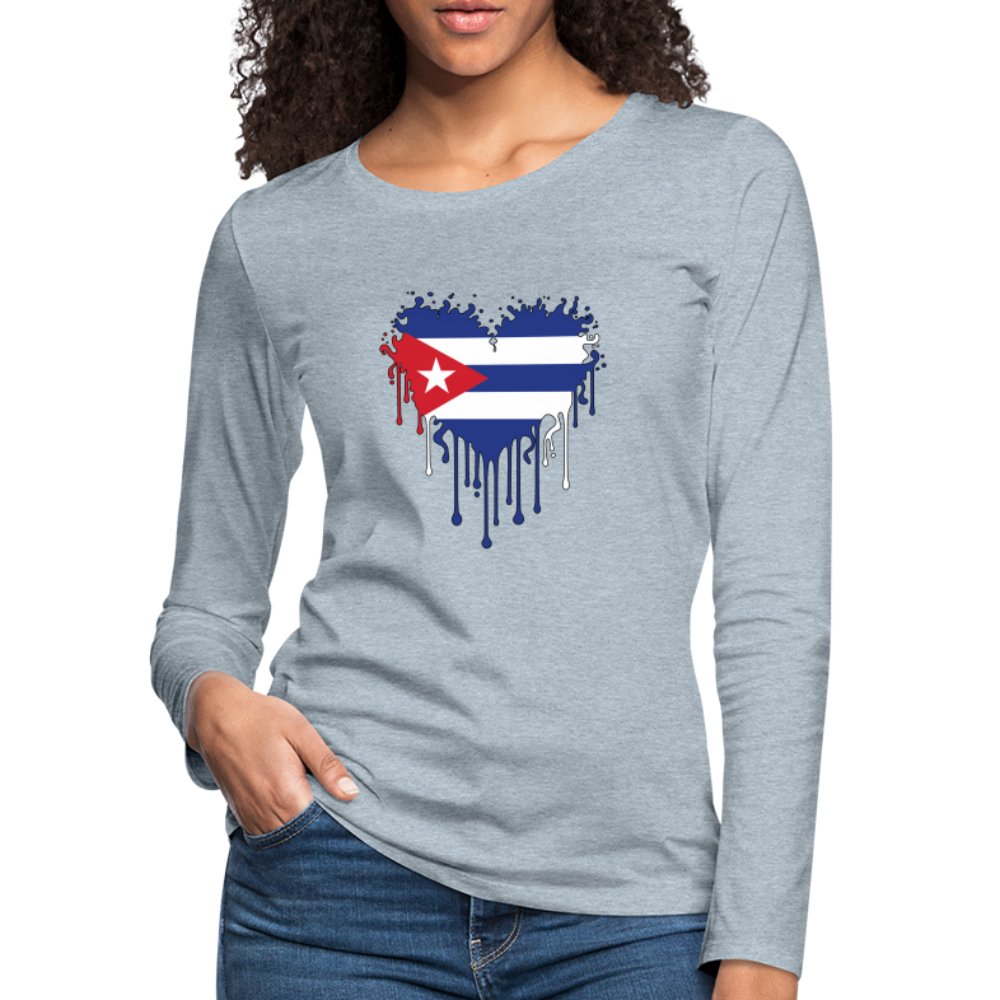 Bleeding Cuban Flag Heart Women's Premium Long Sleeve T-Shirt - option1# - Women's Premium Long Sleeve T-Shirt | Spreadshirt 876