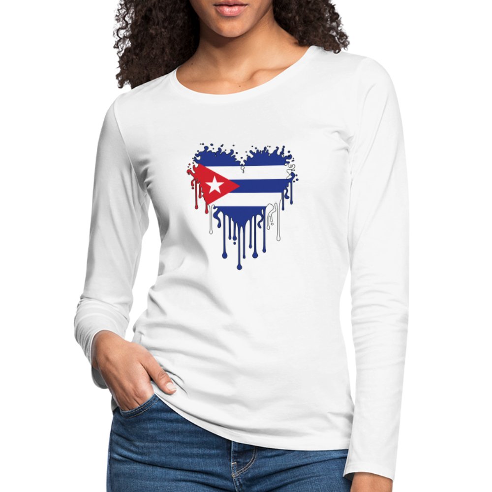 Bleeding Cuban Flag Heart Women's Premium Long Sleeve T-Shirt - option1# - Women's Premium Long Sleeve T-Shirt | Spreadshirt 876