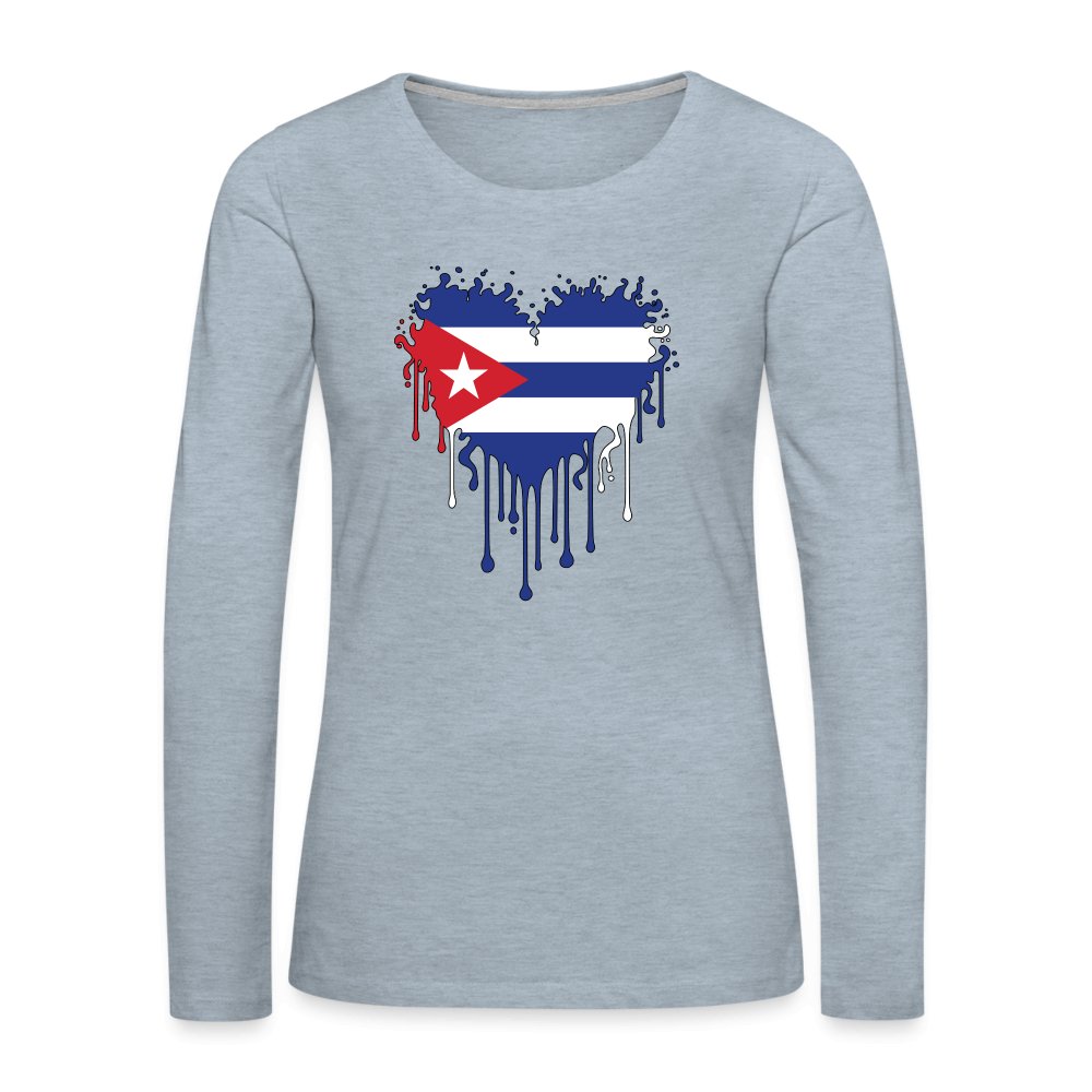 Bleeding Cuban Flag Heart Women's Premium Long Sleeve T-Shirt - option1# - Women's Premium Long Sleeve T-Shirt | Spreadshirt 876