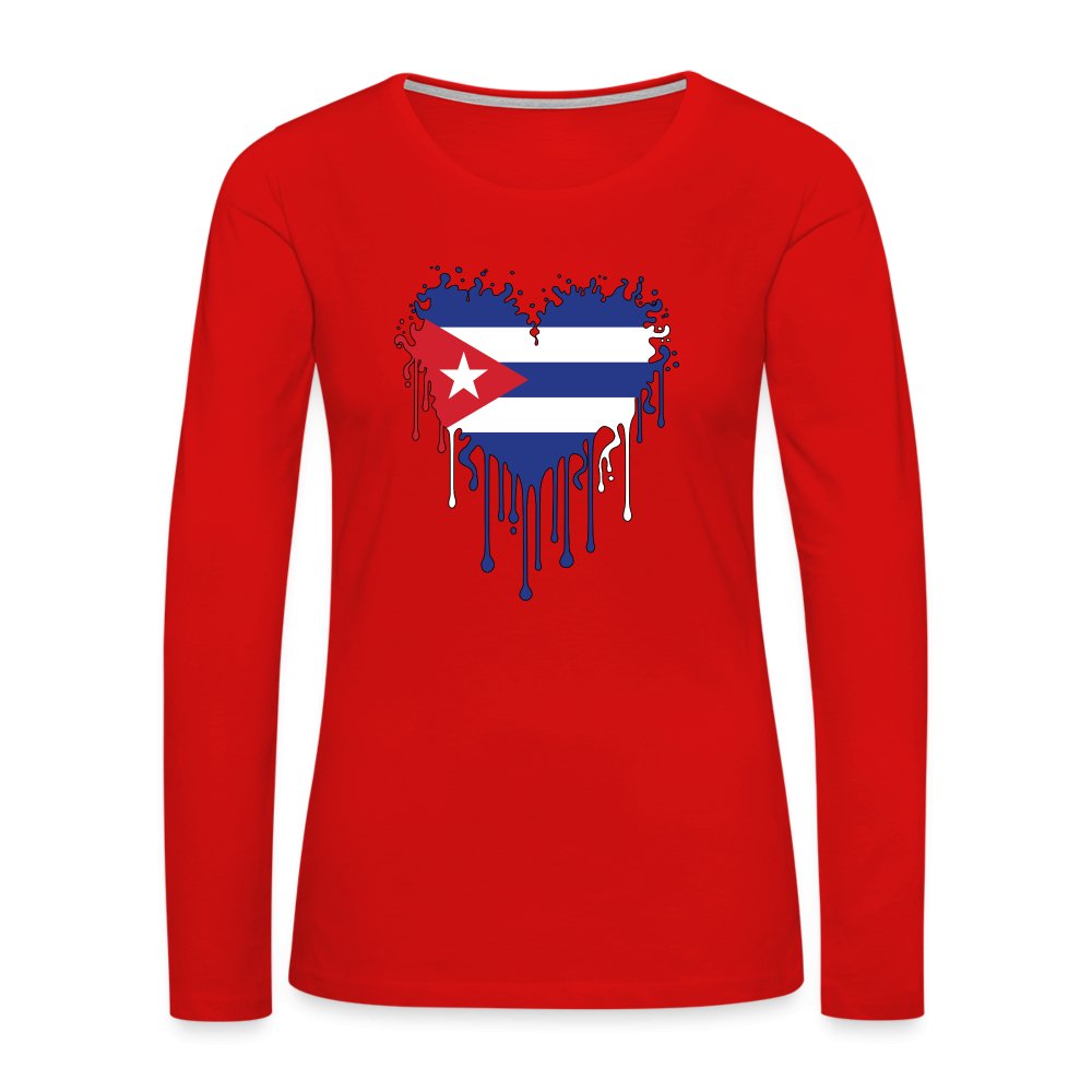 Bleeding Cuban Flag Heart Women's Premium Long Sleeve T-Shirt - option1# - Women's Premium Long Sleeve T-Shirt | Spreadshirt 876