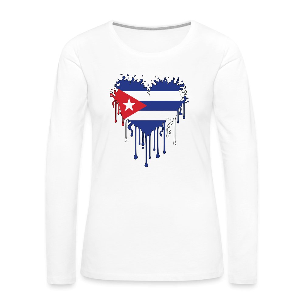 Bleeding Cuban Flag Heart Women's Premium Long Sleeve T-Shirt - option1# - Women's Premium Long Sleeve T-Shirt | Spreadshirt 876