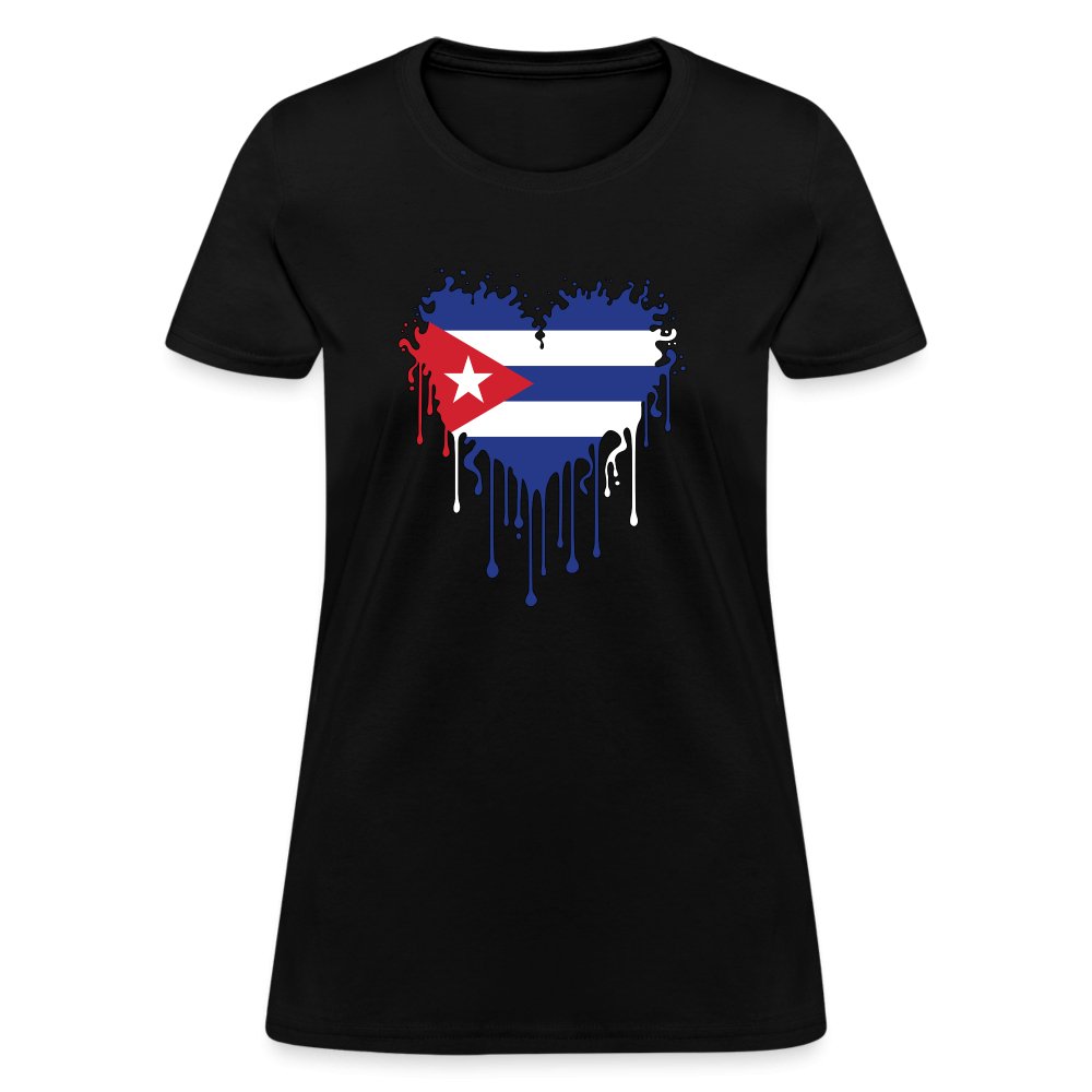 Bleeding Cuban Flag Heart Women's T-Shirt - option1# - Women's T-Shirt | Fruit of the Loom L3930R