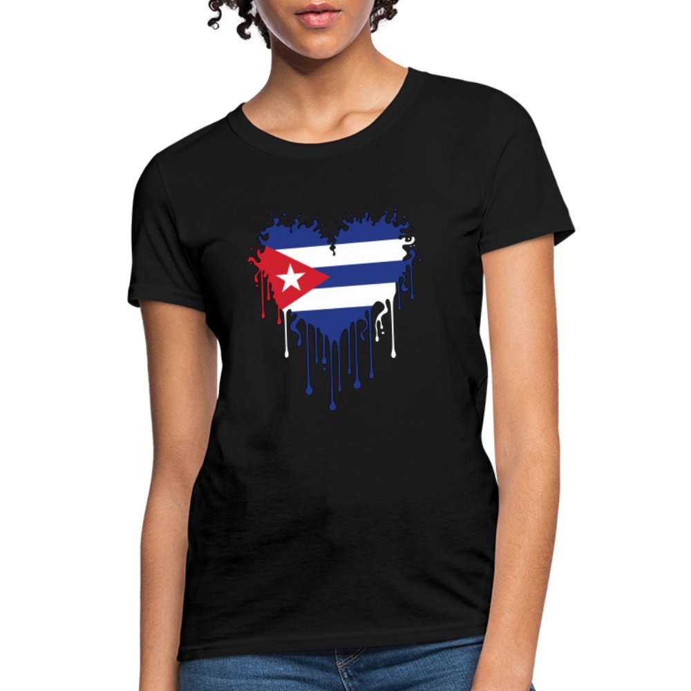 Bleeding Cuban Flag Heart Women's T-Shirt - option1# - Women's T-Shirt | Fruit of the Loom L3930R