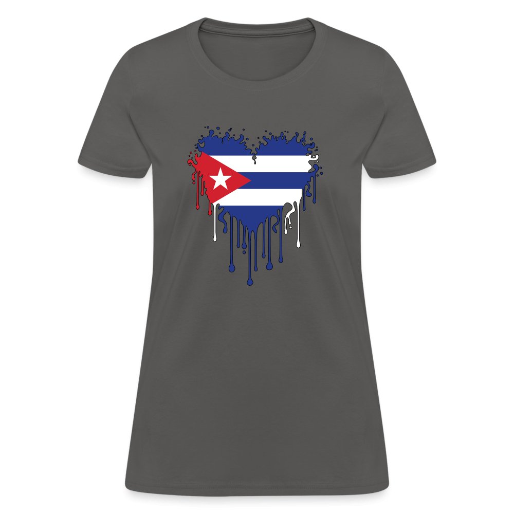 Bleeding Cuban Flag Heart Women's T-Shirt - option1# - Women's T-Shirt | Fruit of the Loom L3930R