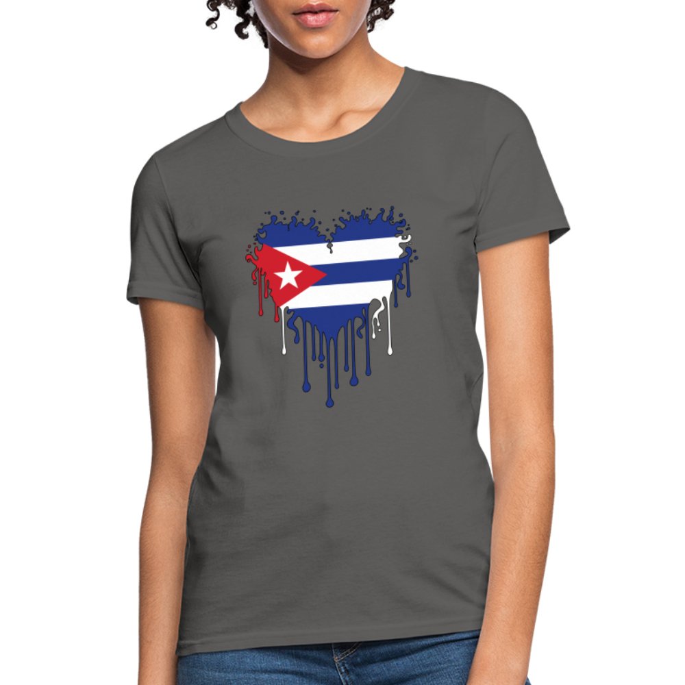 Bleeding Cuban Flag Heart Women's T-Shirt - option1# - Women's T-Shirt | Fruit of the Loom L3930R