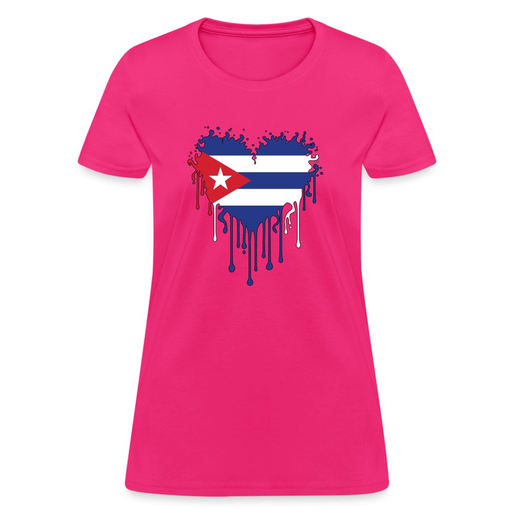 Bleeding Cuban Flag Heart Women's T-Shirt - option1# - Women's T-Shirt | Fruit of the Loom L3930R