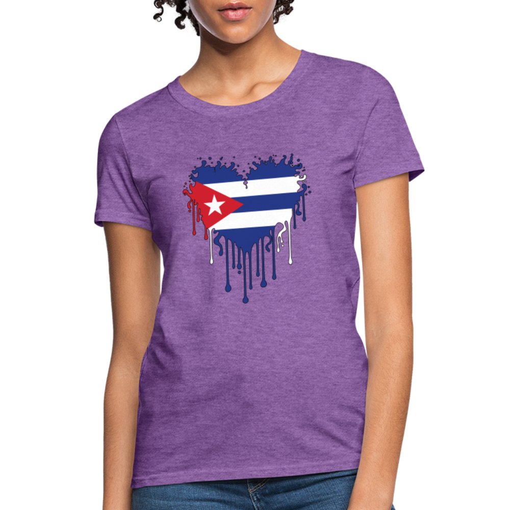 Bleeding Cuban Flag Heart Women's T-Shirt - option1# - Women's T-Shirt | Fruit of the Loom L3930R