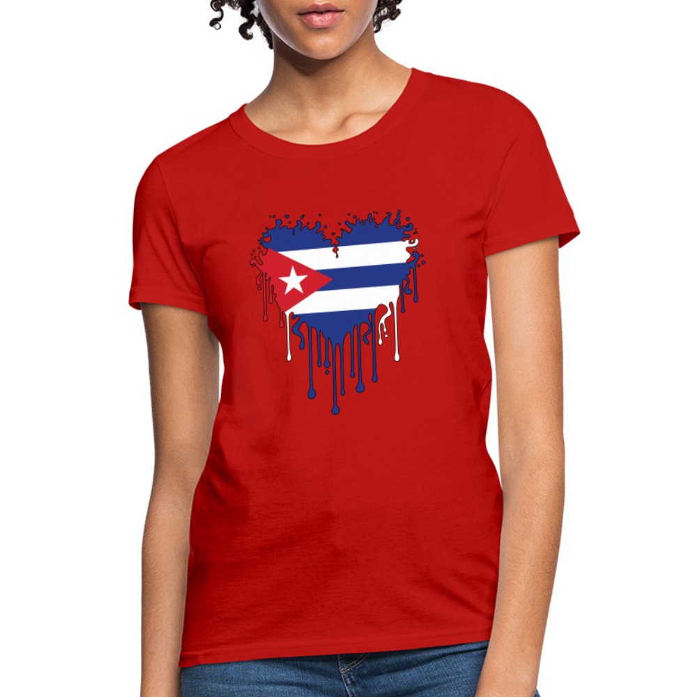 Bleeding Cuban Flag Heart Women's T-Shirt - option1# - Women's T-Shirt | Fruit of the Loom L3930R