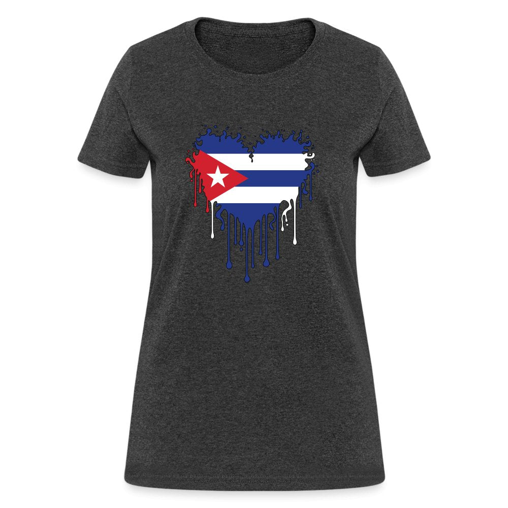 Bleeding Cuban Flag Heart Women's T-Shirt - option1# - Women's T-Shirt | Fruit of the Loom L3930R