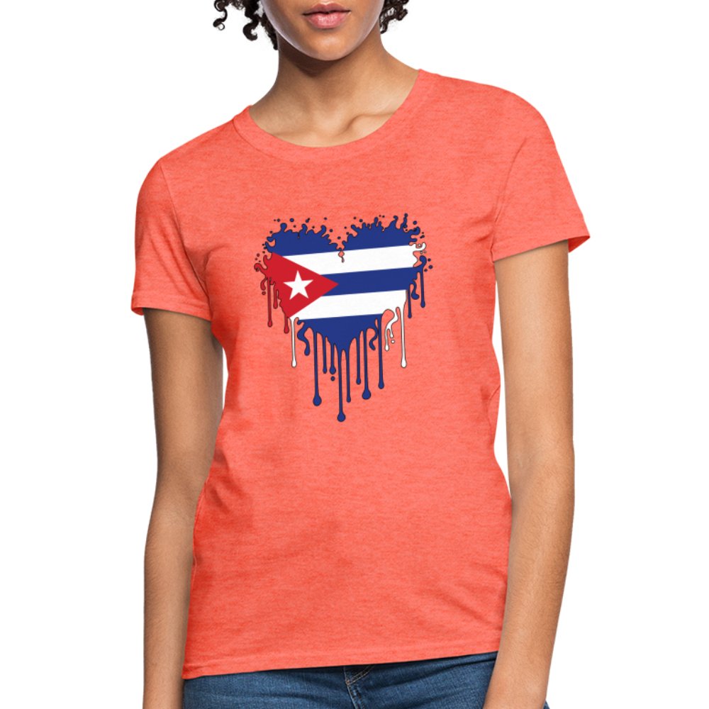 Bleeding Cuban Flag Heart Women's T-Shirt - option1# - Women's T-Shirt | Fruit of the Loom L3930R