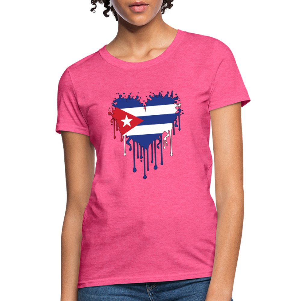 Bleeding Cuban Flag Heart Women's T-Shirt - option1# - Women's T-Shirt | Fruit of the Loom L3930R