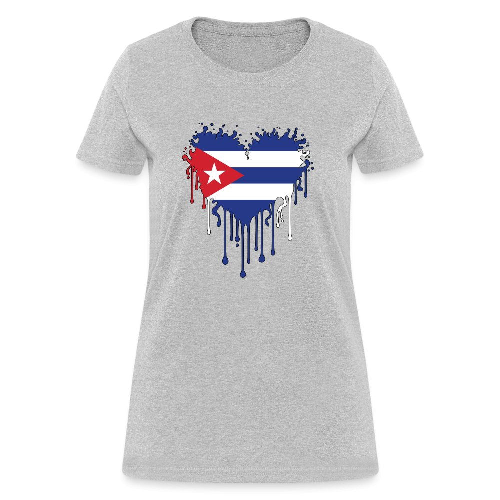 Bleeding Cuban Flag Heart Women's T-Shirt - option1# - Women's T-Shirt | Fruit of the Loom L3930R