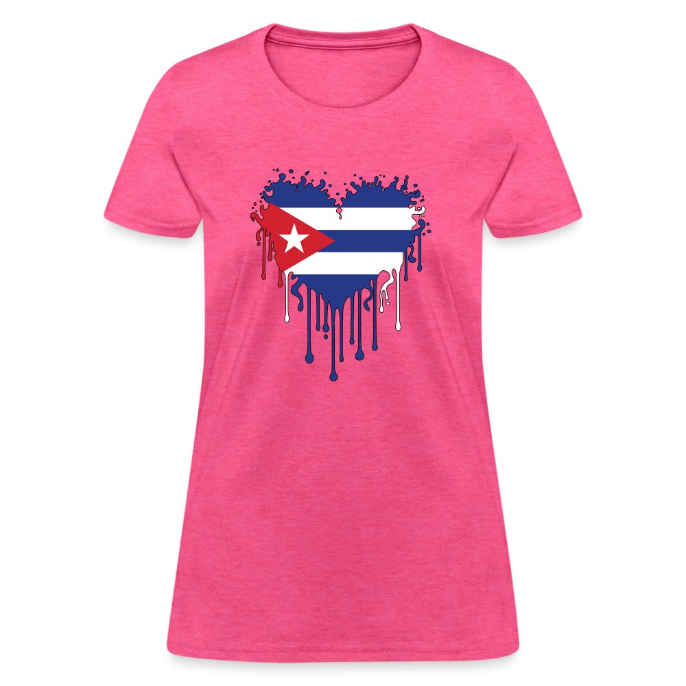 Bleeding Cuban Flag Heart Women's T-Shirt - option1# - Women's T-Shirt | Fruit of the Loom L3930R