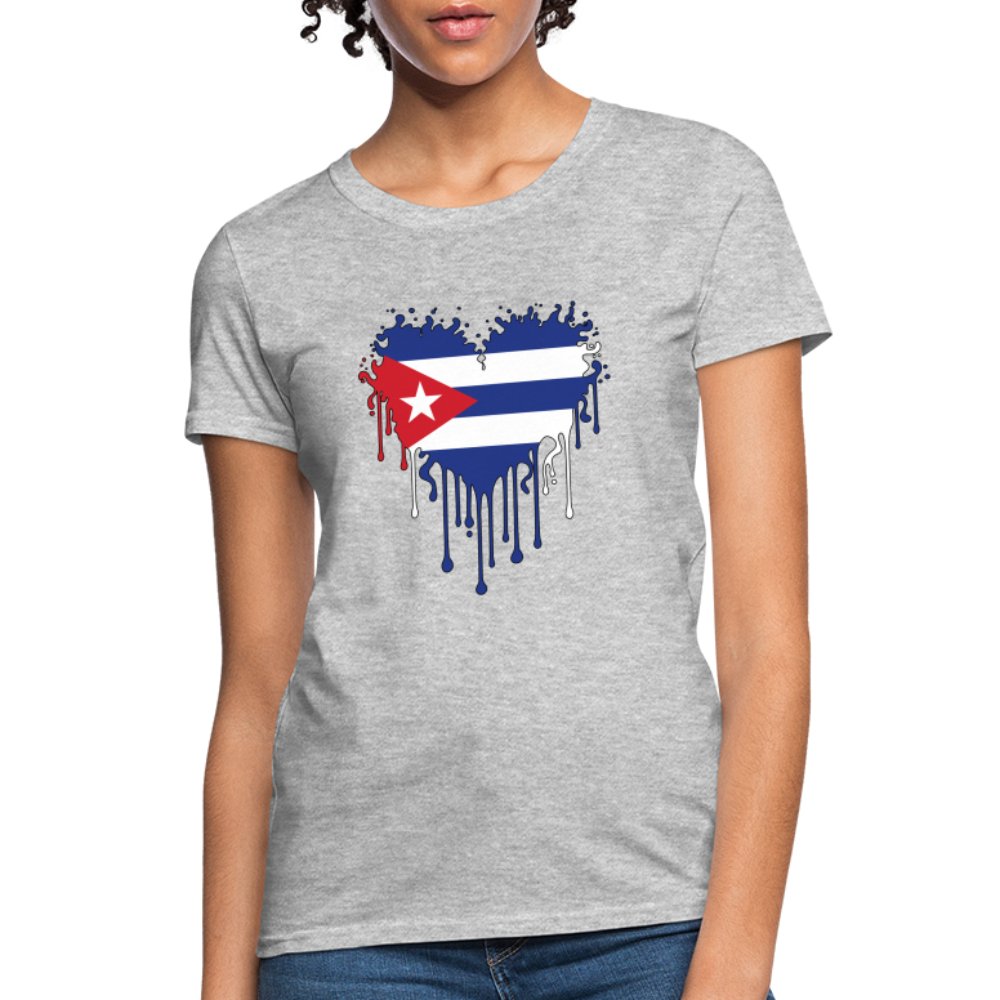 Bleeding Cuban Flag Heart Women's T-Shirt - option1# - Women's T-Shirt | Fruit of the Loom L3930R