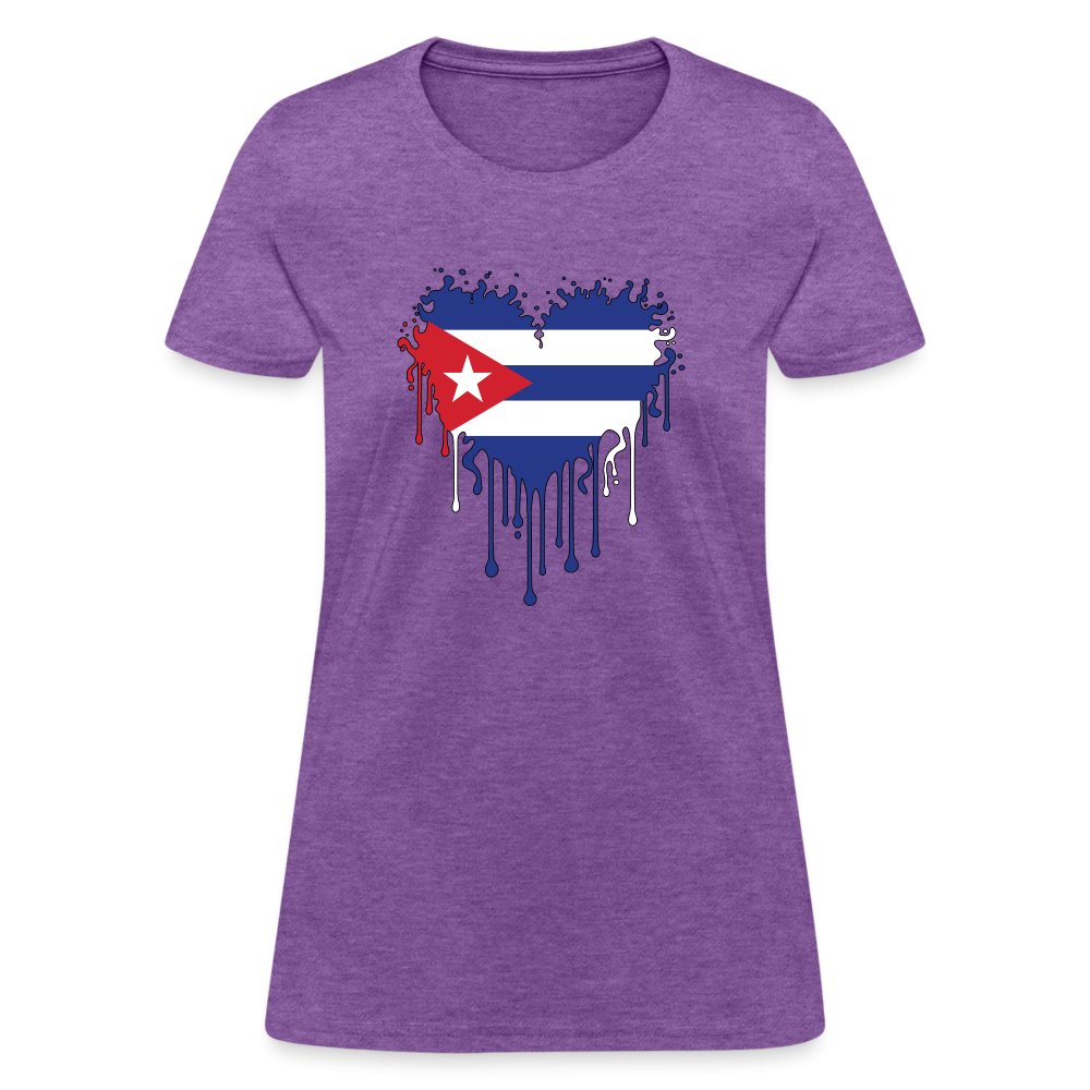 Bleeding Cuban Flag Heart Women's T-Shirt - option1# - Women's T-Shirt | Fruit of the Loom L3930R