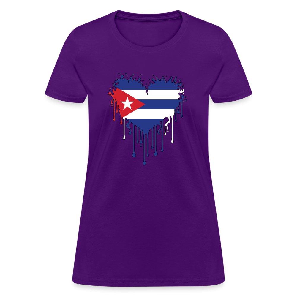 Bleeding Cuban Flag Heart Women's T-Shirt - option1# - Women's T-Shirt | Fruit of the Loom L3930R