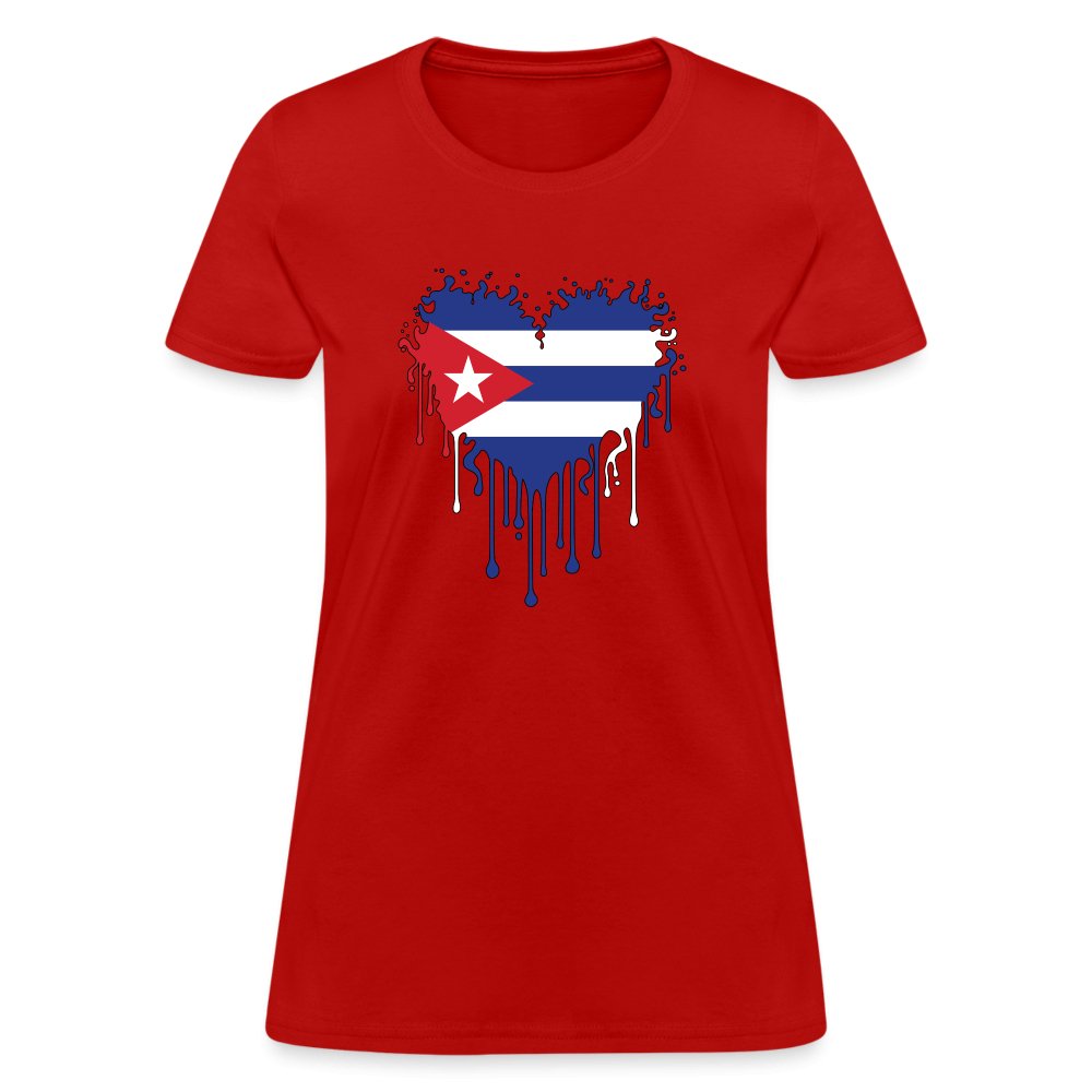 Bleeding Cuban Flag Heart Women's T-Shirt - option1# - Women's T-Shirt | Fruit of the Loom L3930R