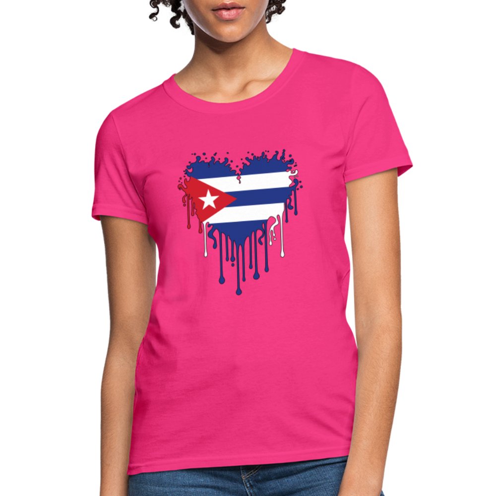 Bleeding Cuban Flag Heart Women's T-Shirt - option1# - Women's T-Shirt | Fruit of the Loom L3930R