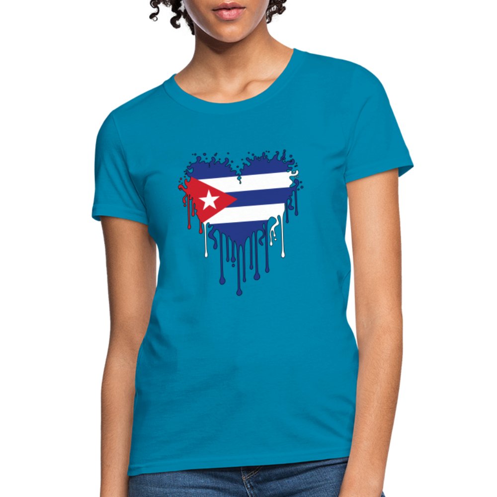 Bleeding Cuban Flag Heart Women's T-Shirt - option1# - Women's T-Shirt | Fruit of the Loom L3930R