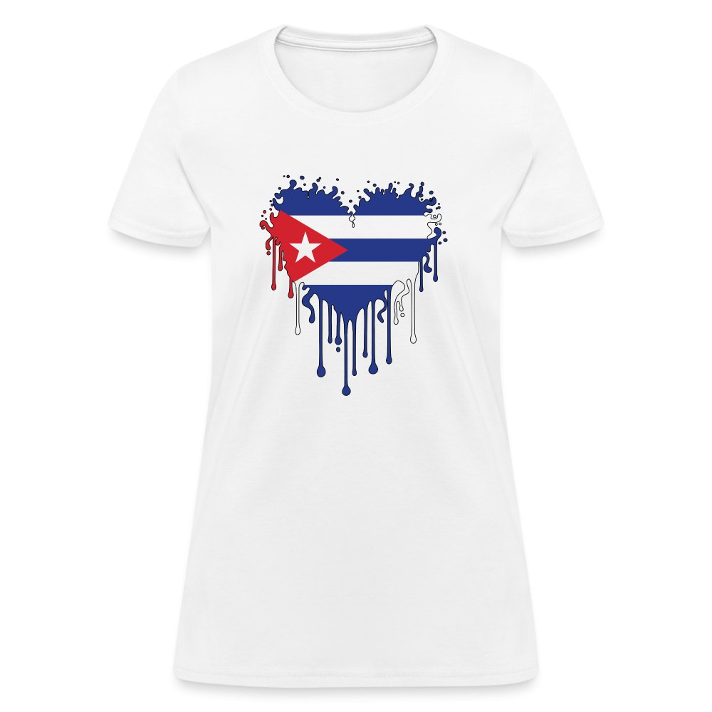 Bleeding Cuban Flag Heart Women's T-Shirt - option1# - Women's T-Shirt | Fruit of the Loom L3930R