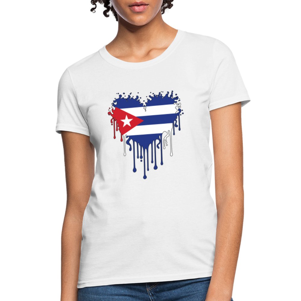 Bleeding Cuban Flag Heart Women's T-Shirt - option1# - Women's T-Shirt | Fruit of the Loom L3930R