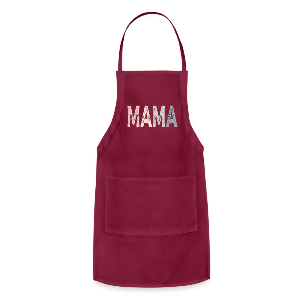 Blessed Mama Adjustable Apron - burgundy