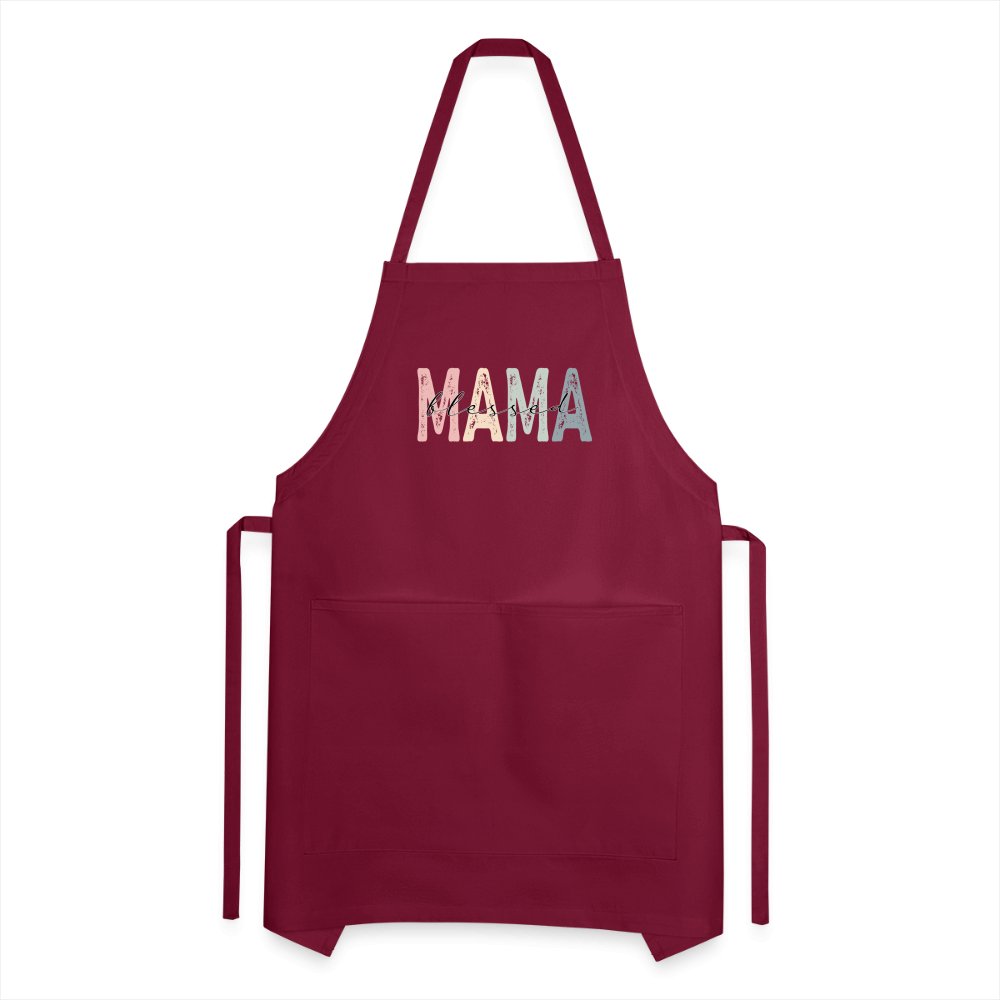 Blessed Mama Adjustable Apron - burgundy