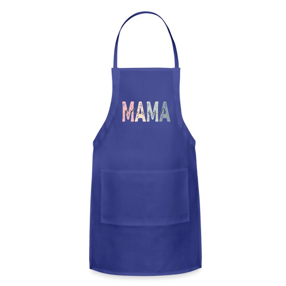 Blessed Mama Adjustable Apron - royal blue