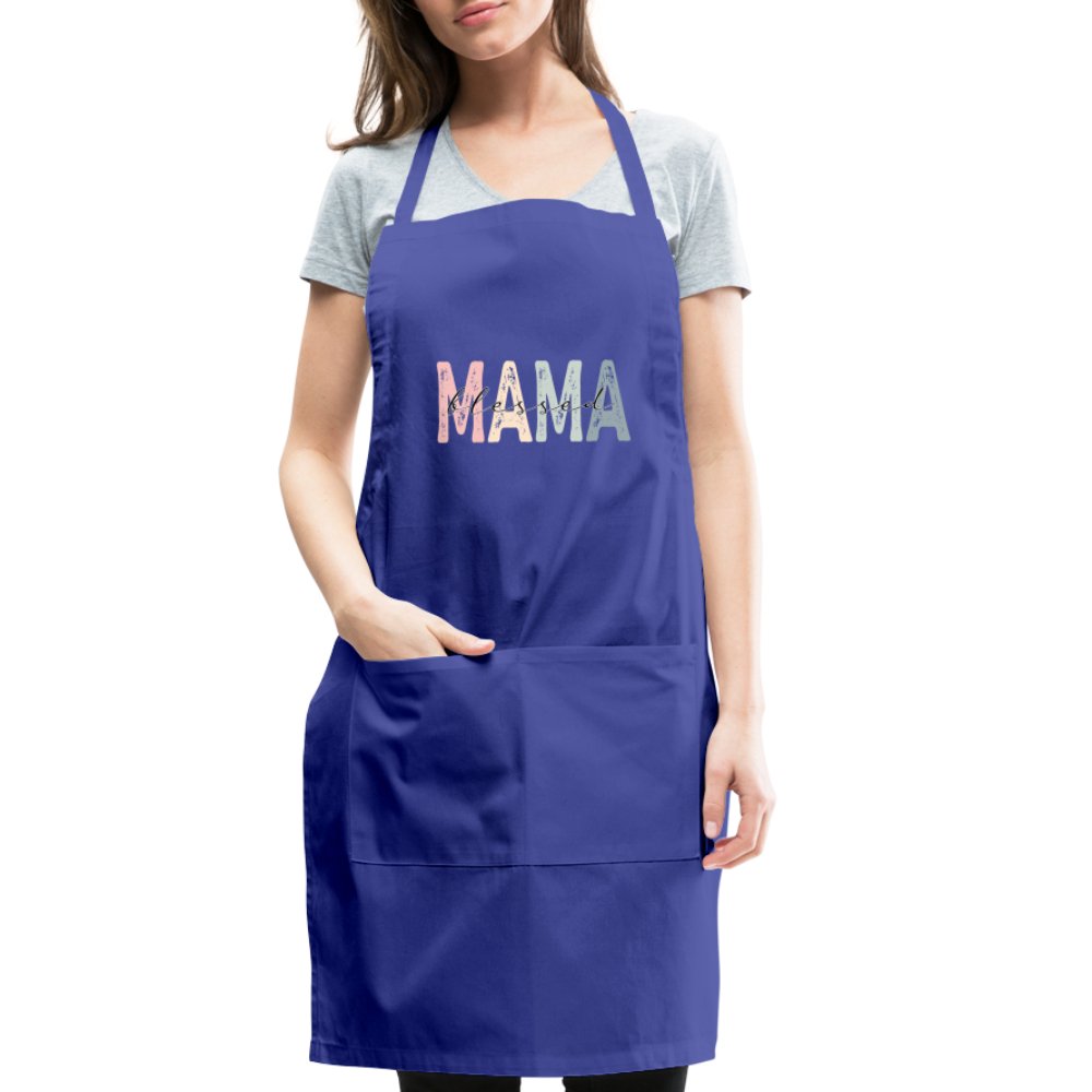 Blessed Mama Adjustable Apron - royal blue