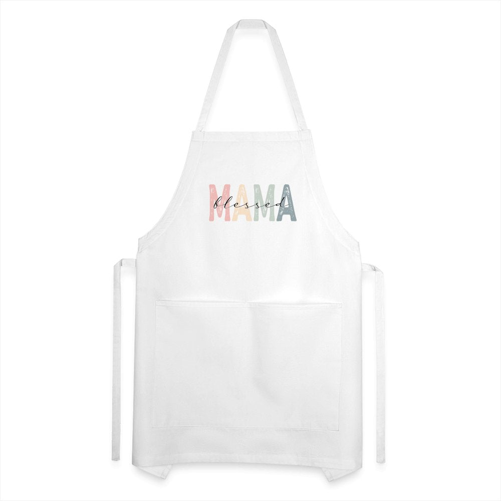 Blessed Mama Adjustable Apron - white