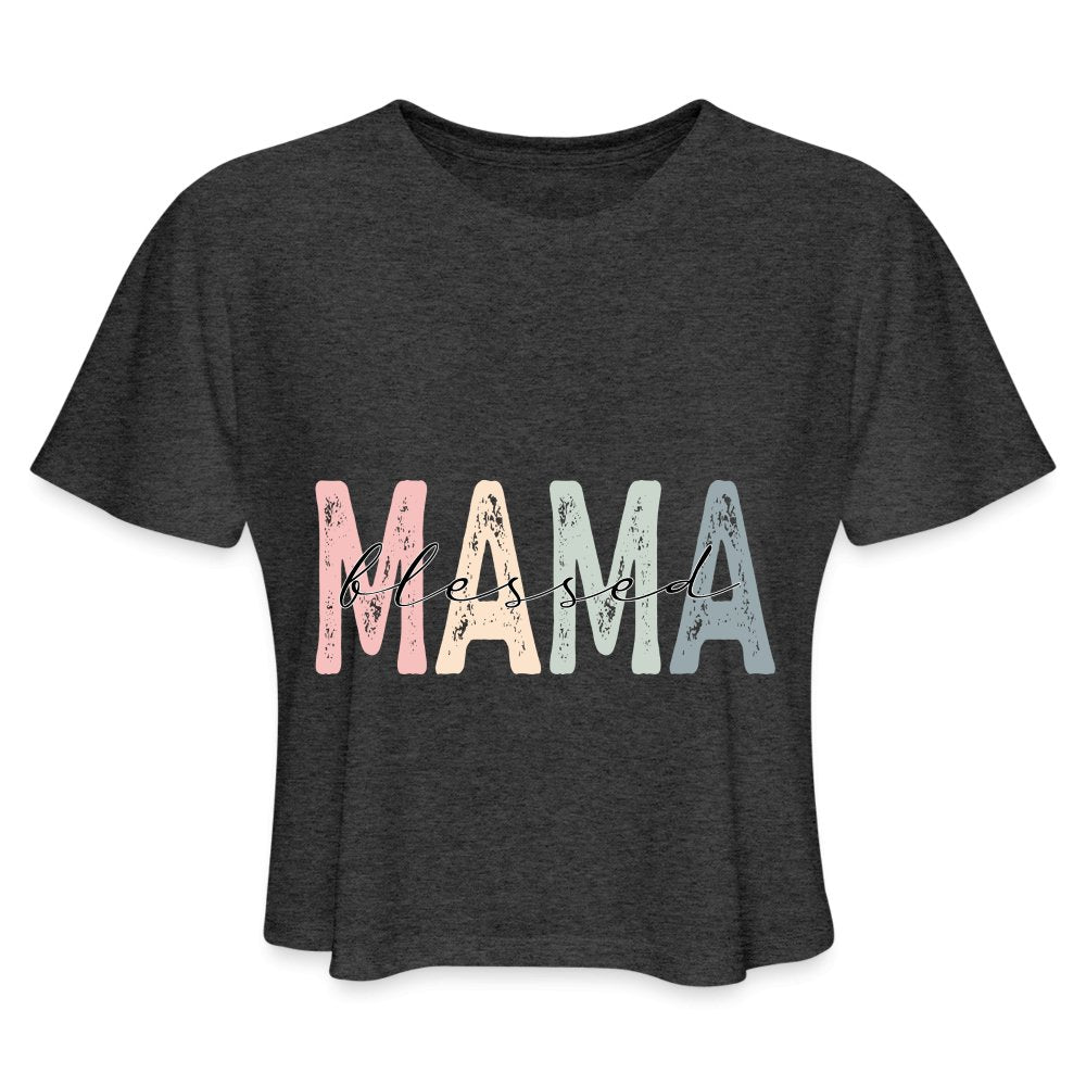 Blessed Mama Cropped T-Shirt - deep heather