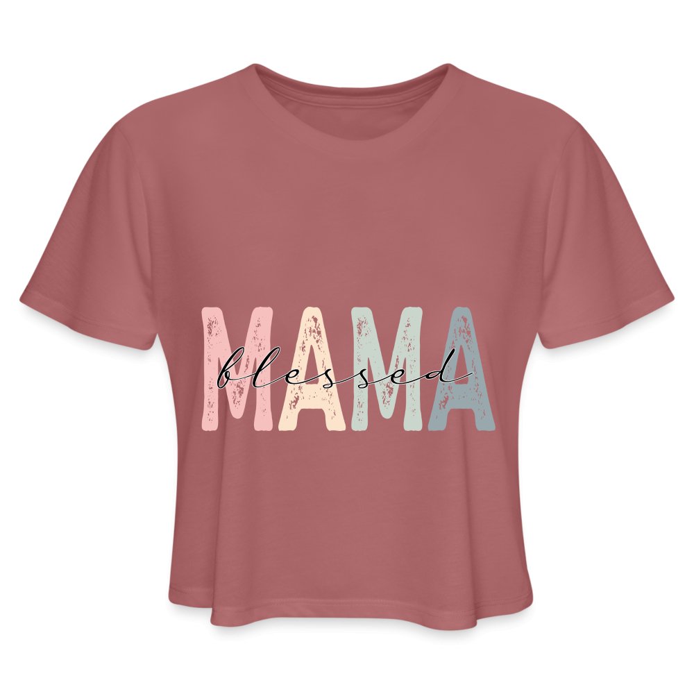 Blessed Mama Cropped T-Shirt - mauve