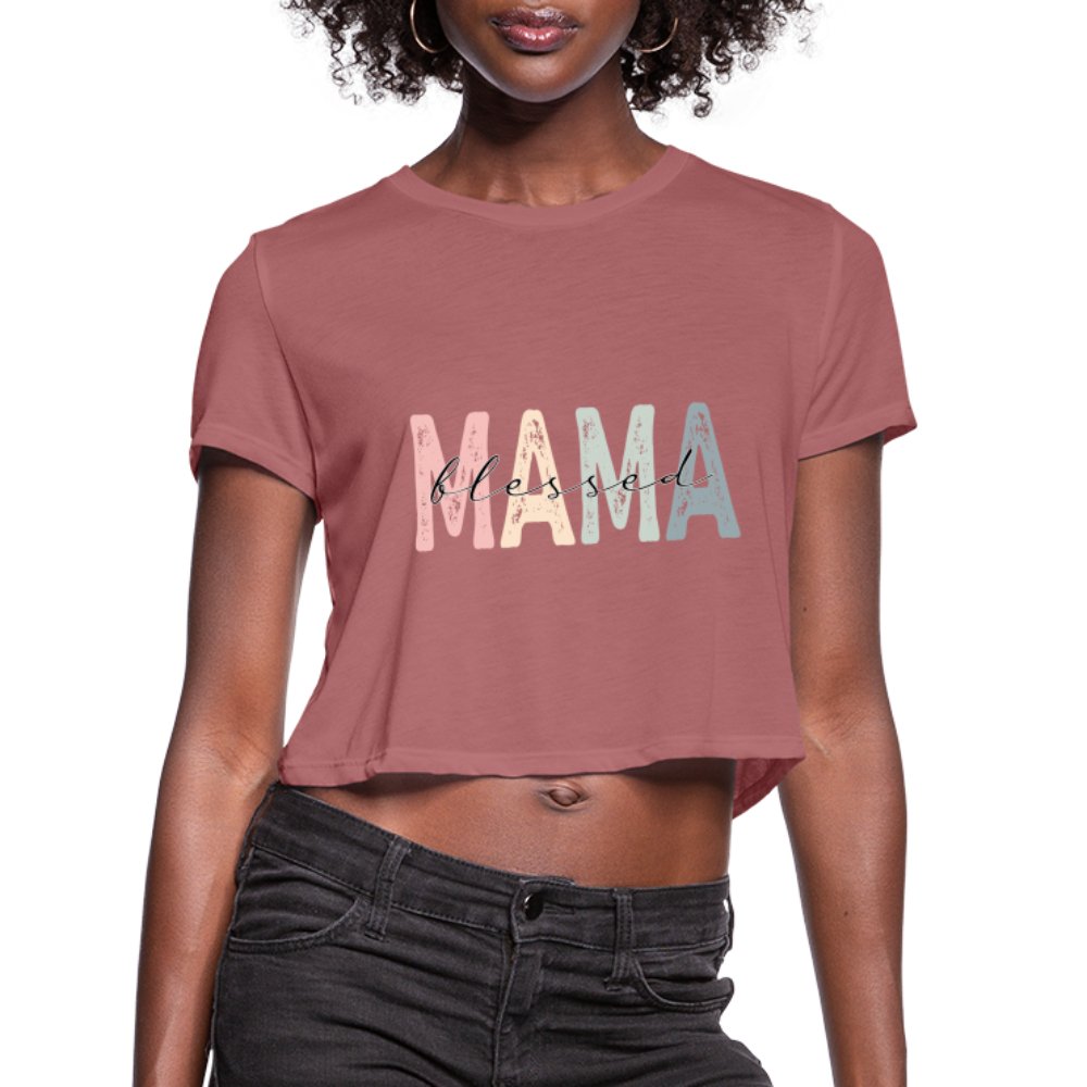 Blessed Mama Cropped T-Shirt - mauve