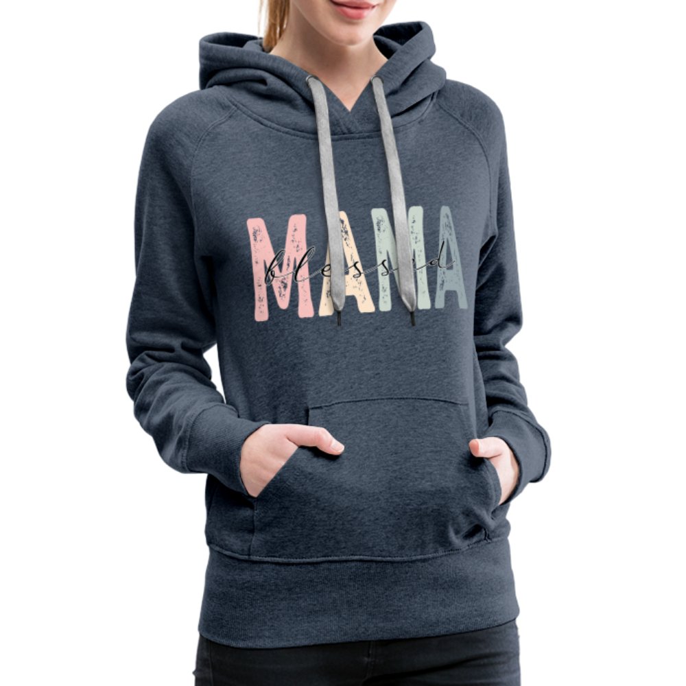 Blessed Mama Women’s Premium Hoodie - heather denim